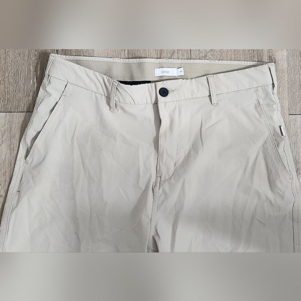 Onia men’s shorts size 32 khaki 360 stretch short - Picture 4 of 5